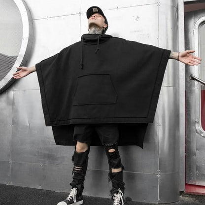 Black Oversized Hoodies Sweatshirt Baggy Trench Coat Anorak Men Goth Punk Japanese Streetwear Hip Hop Gothic