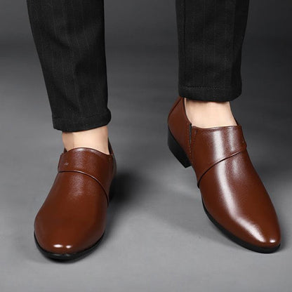saferido Men Leather Shoes Formal Dress Shoes for Male Plus Size Party Wedding Office Work Shoes Slip on Business Casual Oxfords