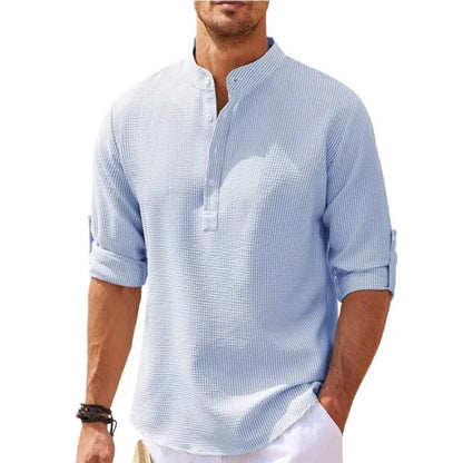 saferido 2024  Polos New Men's Casual Blouse Cotton Linen Shirt Loose Tops Long Sleeve T-Shirt Spring Autumn Casual Handsome Men's Shirts