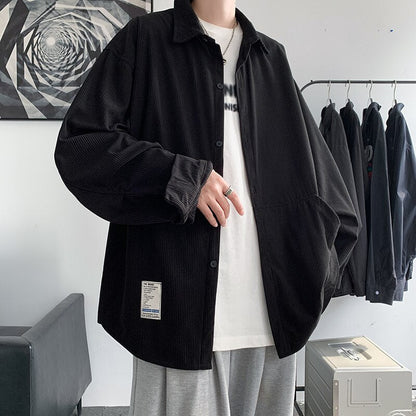 Men's Corduroy Long Sleeve Shirts Woman Fashion Casual Oversize Blouse Unisex Overshirt