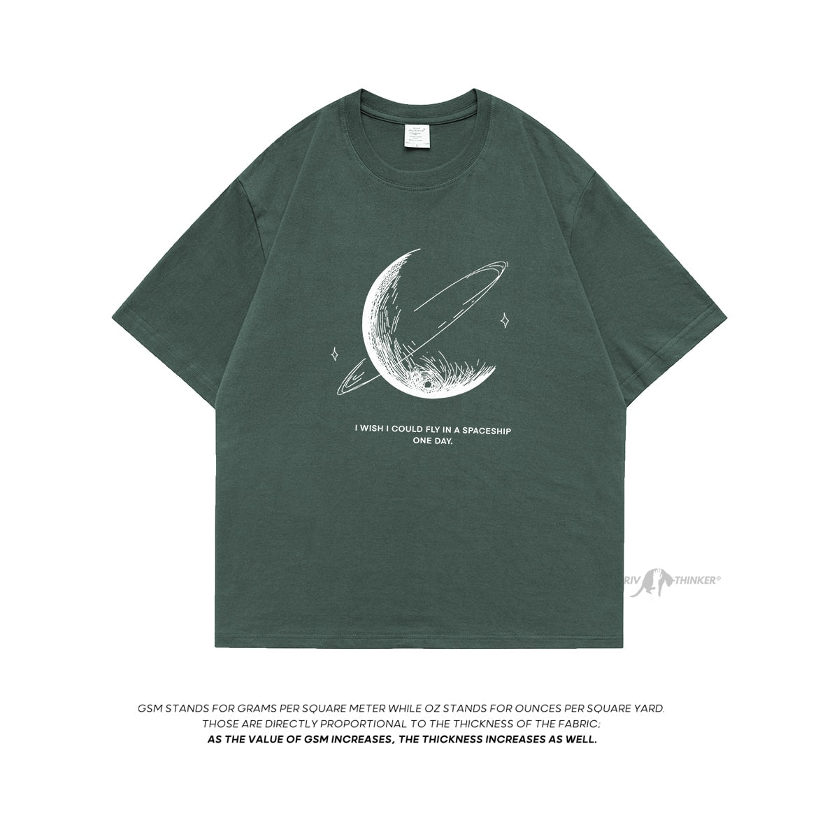 HybSkr Simple Stroke Moon Graphic Men Tshirt Oversize Letter Print Short Sleeve T-shirt Cotton Male Streetwear Unisex Basic Tops