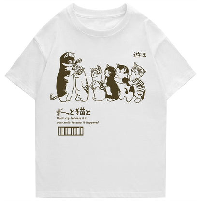 Men's Oversized T Shirt Clothing Hip Hop Cat Shower Street Print T Shirt Casual Cotton Summer Short Sleeve T Shirt