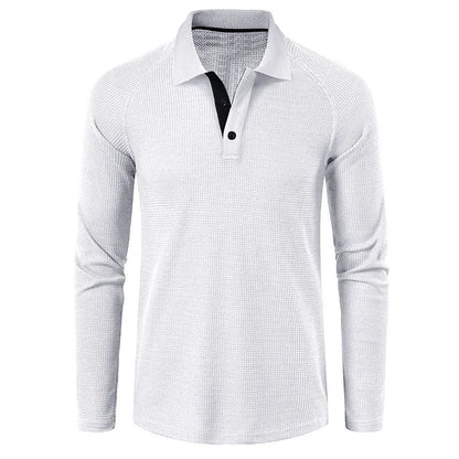 saferido Spring Autumn Turn Down Collar Polo Shits Men Solid Color Long Sleeve Business Casual Mens Polos Anti-Shrink Fashion Tops Tees