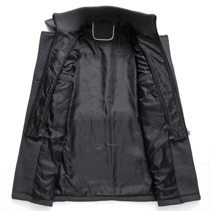 Men's Wool Jacket Winter Autumn Mens Long Windproof Wool Coat Casual Thick Slim Fit Jacket Male Overcoat