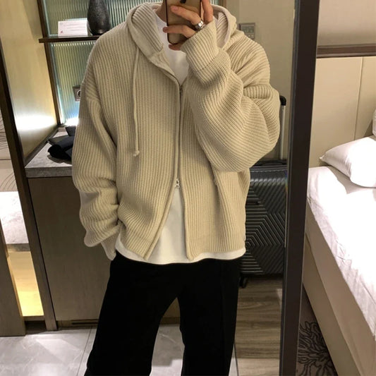 saferido Winter Thick Sweater Cardigan Men Warm Zipper Knitted Coat Men Korean Loose Thickened Cardigan Sweater Mens Jumper Clothes M-2XL