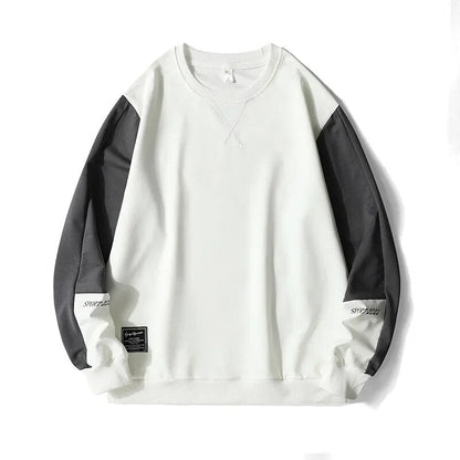 Men's Round Neck Sweatshirts Patchwork Oversized Men Hoodies Spring Autumn Streetwear Hip Hop Casual Top For Man Sportswear