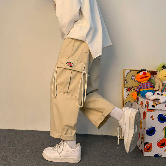 Korean Style Men's Cargo Pants Streetwear Fashion Harem Pants Loose Casual Wide leg Trousers Cotton brand new