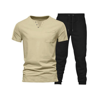 saferido  Spring/Summer New Foreign Trade Men's Wear Set Fashion Casual Sports Men's Two Piece Set