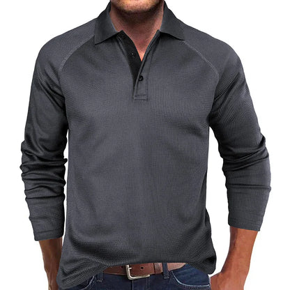 saferido Spring Autumn Turn Down Collar Polo Shits Men Solid Color Long Sleeve Business Casual Mens Polos Anti-Shrink Fashion Tops Tees
