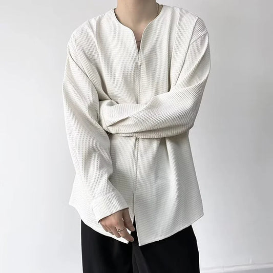 saferido Mens Harajuku Irregular Shirt 2024 Spring New Fashion Goth Handsome Loose Oversized Lapel Fashion Long Sleeve Cloak Unisex