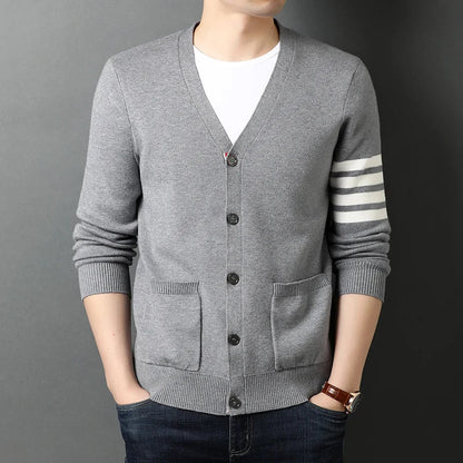 saferido Top Grade New Autum Winter Brand Fashion Knitted Men Cardigan Sweater Black Korean Casual Coats Jacket Mens Clothing M-3XL