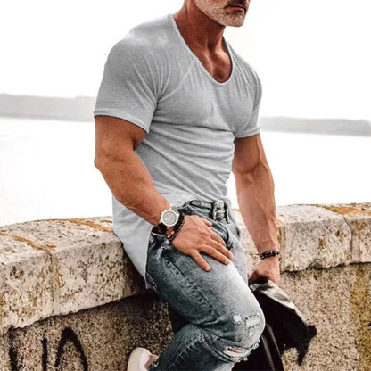 Men T Shirt  Spring Summer Loose Crew Neck Short Sleeve Loose Pullover Tops Mens Casual Fashion Solid Color Tees Streetwear