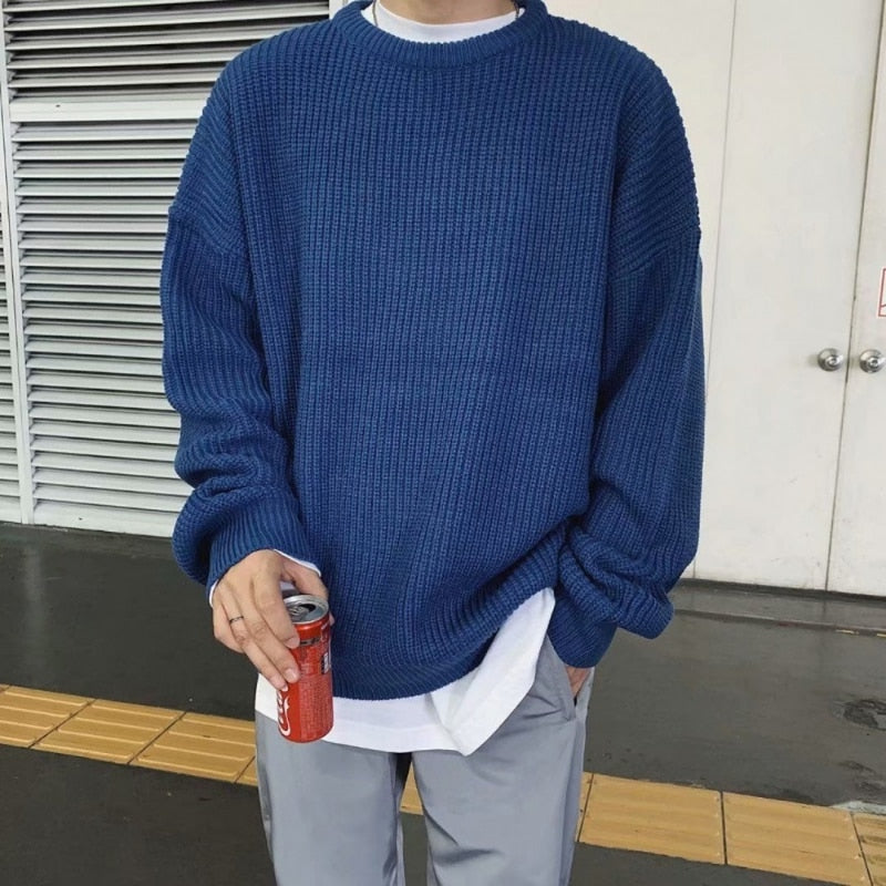 New Men's Sweater Autumn Fashion Solid Color Wool Sweater Slim Fit Men's Street Wear Men's Knitted Sweater Men's Pullover