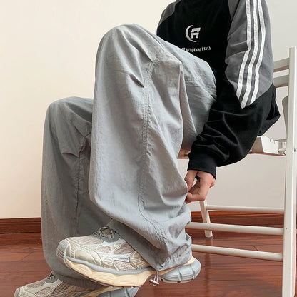 saferido Men Casual Wide-Leg Pants Korean Version Y2k Streetwear Hip Hop  Fashion Trousers Sweatpants Harajuku Trousers
