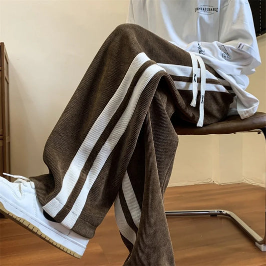 saferido New Corduroy Men's Spring And Autumn High Street Ins Trend Versatile Straight Loose Trendy Brand Drape Casual Trousers For Men