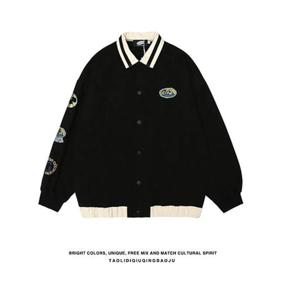 Dark college winter Japanese streetwear women coat Harajuku outwear casual  long-sleeved zip up Ulzzang hooded coat
