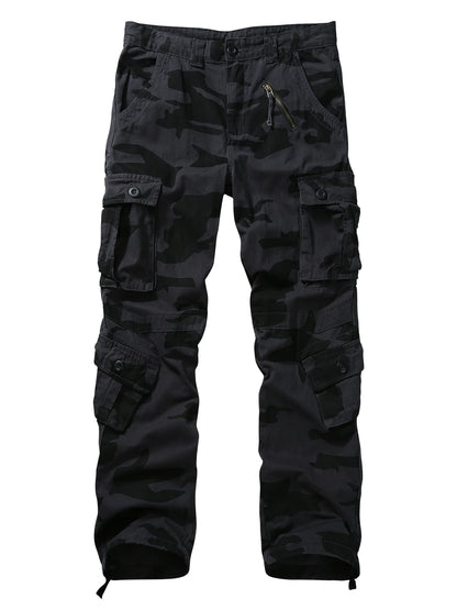 Men's Casual Cargo Pants Camo Pants Combat Work Pants with 8 Pockets(No Belt)
