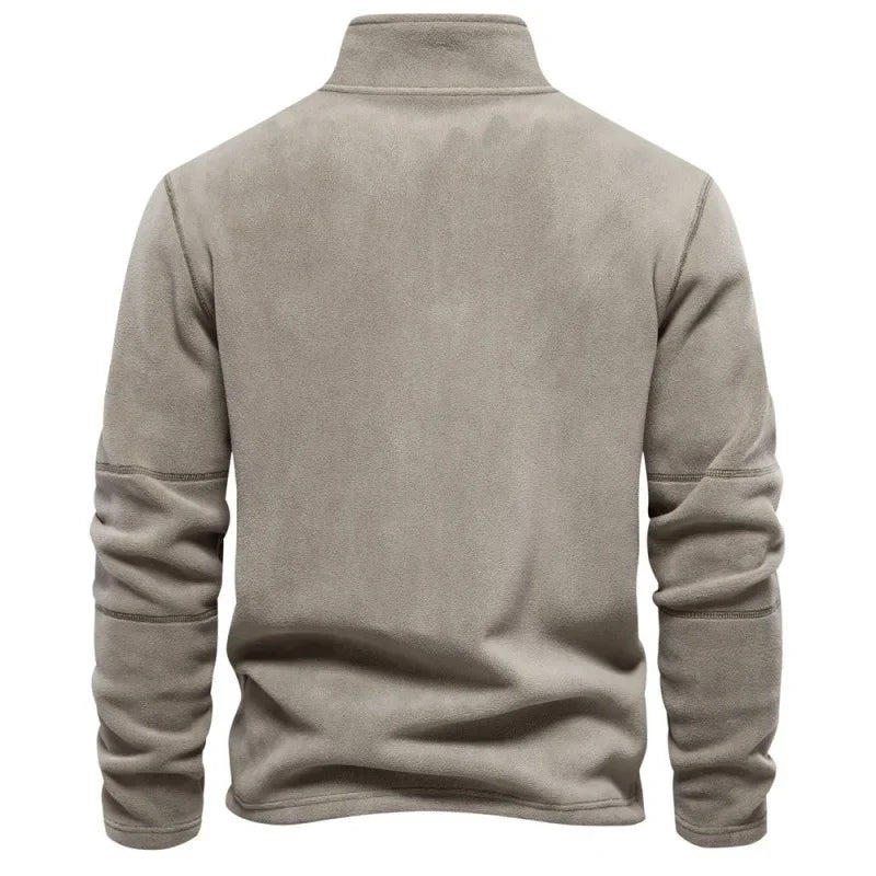 New Autumn Winter Thicken Warm Fleece Jacket for Men Zipper Neck Pullover Quality Men's Sweatshirt Soft Mens Jacket