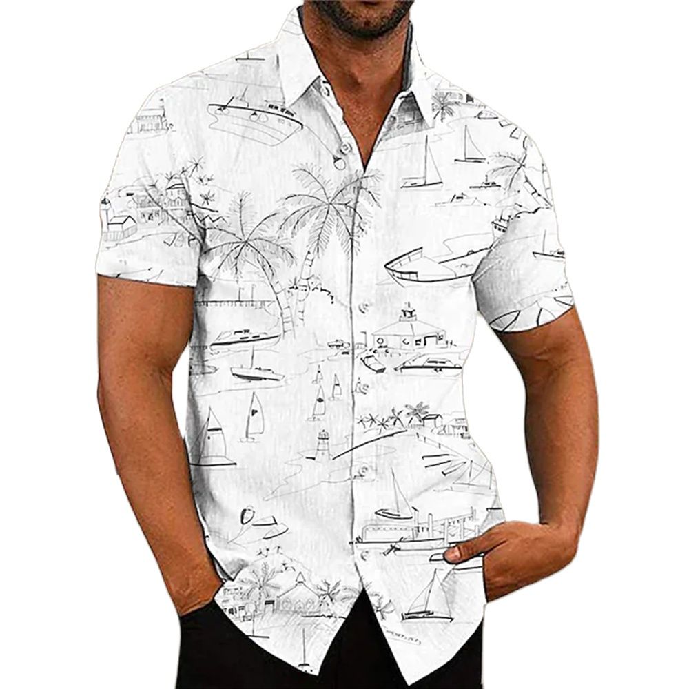 Men's Hawaiian Shirt Short Sleeve For Men 3D Coconut Tree Printing Blouse Tops Casual Oversized Tee Shirt Men Clothing