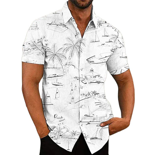 Men's Hawaiian Shirt Short Sleeve For Men 3D Coconut Tree Printing Blouse Tops Casual Oversized Tee Shirt Men Clothing