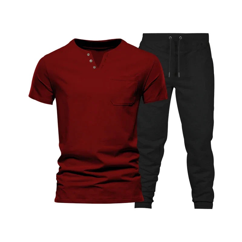 saferido  Spring/Summer New Foreign Trade Men's Wear Set Fashion Casual Sports Men's Two Piece Set