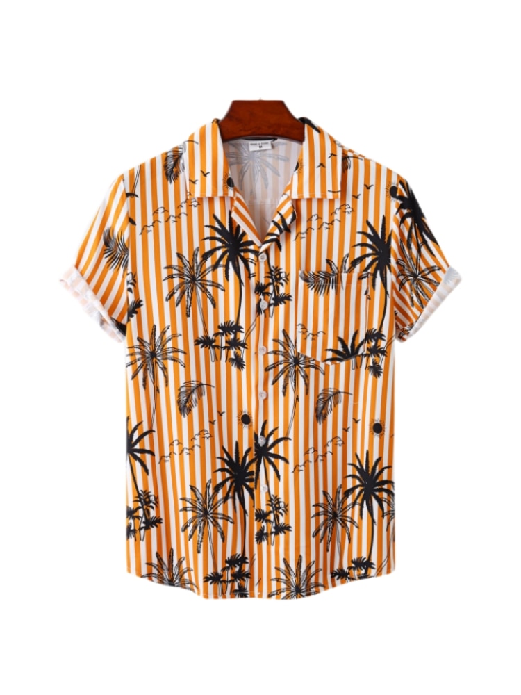 Hawaiian Men's Shirt Short Sleeve Oversized 3D Printing Anime Coconut Tree Pattern Male Clothes Harajuku Tops Summer Fashion
