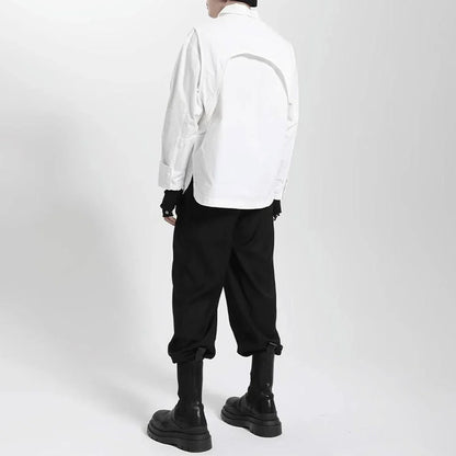 saferido Mens Japanese Dark Style Casual Long-Sleeved Shirt 2024 New Genderless Fashion Personality Youth Trend Solid Color Shirt Unisex