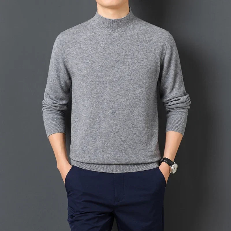Men's Sweater  Warm and Comfortable Long Sleeve Pullover Sweater  Turtleneck Men Clothing Knit Tops