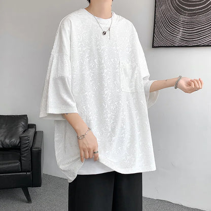 saferido Men Oversized Streetwear T Shirts Women Jacquard Design Summer Mens Fashions Harajuku T-Shirt Male Vintage Tees Female
