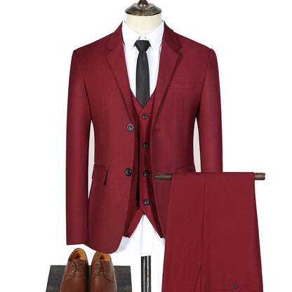 High Quality Men Suits Blazer 3 Pieces Elegant 2 Sets Luxury Wedding Business Vest Pants Coats Formal Jackets Free Shipping