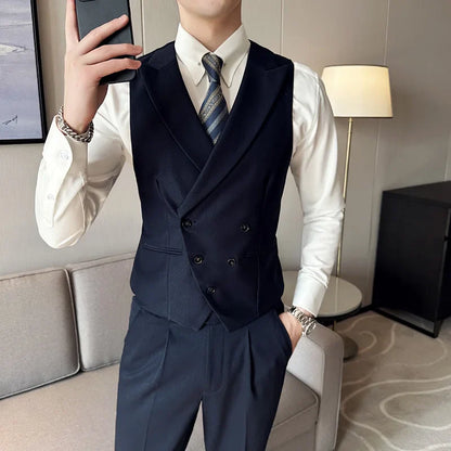 saferido Brand Clothing Men Spring High Quality Double Breasted Blazers Vest/Male Slim Fit Casual Suit Vest Sizing Up S-4XL