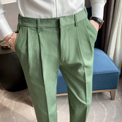 saferido Men High Quality Black Gray Dress Suit Pant Spring Man Pants Korean Slim Fit Men Casual Ankle Length Pants Streetwear 36