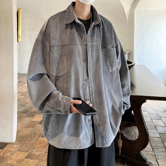 saferido Fashion Lapel Button All-match Solid Shirts Coats Men's Clothing 2024 Spring New Loose Casual Long Sleeve Tops Korean Shirt