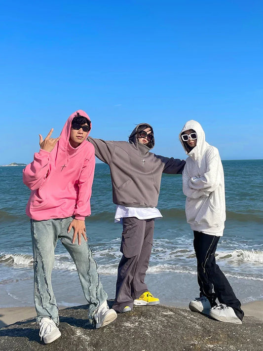 saferido American Street Retro Hooded Sweater for Men and Women Autumn New Design Sense Couple Loose Versatile Coat