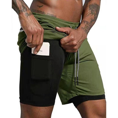 Gyms Fitness Shorts Men Summer Sportswear 2 In 1 Double-deck Compression Shorts Male Tracksuits Track Joggers Short Pants