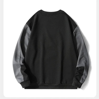 Men's Round Neck Sweatshirts Patchwork Oversized Men Hoodies Spring Autumn Streetwear Hip Hop Casual Top For Man Sportswear