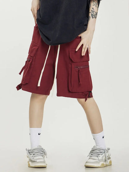 saferido Summer American High Street Pure Cotton Work Clothes Multi Pocket Shorts For Men And Women Street Retro Hip Hop Capris Fashion
