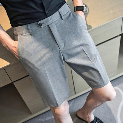 saferido  British Style Men's Summer Casual Shorts/Male Slim Fit Business Fashion Suit Shorts Plus Size 28-36