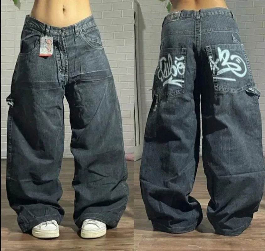 Street Popular Joker Solid Color Jeans Men Y2K New Harajuku Casual Loose Washed Straight Wide Leg Pants Unisex Vintage Trousers