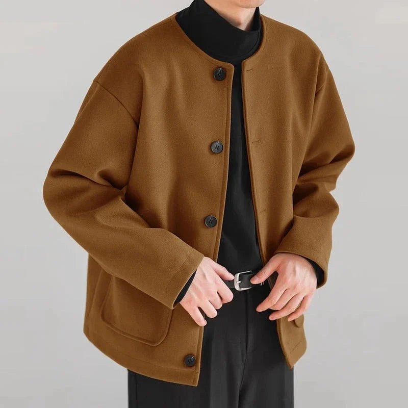 Tops Korean Style Men's Solid Well Fitting Jackets Autumn Winter Casual Streetwear Long Sleeved Jackets Coats S-5XL