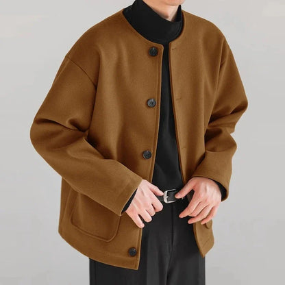 Tops Korean Style Men's Solid Well Fitting Jackets Autumn Winter Casual Streetwear Long Sleeved Jackets Coats S-5XL