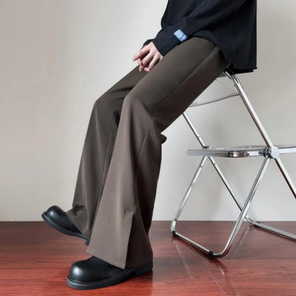 saferido Brown Black Suit Pants Men Slim Fit Social Mens Dress Pants Korean Loose Straight Casual Pants Mens Office Formal Trousers S-3XL