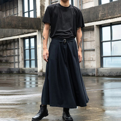 saferido Japanese Streetwear Baggy Fashion Casual Wide Leg Pants Men Punk Hip Hop Skirt Pants Black Harem Trousers Men's Culottes Unisex