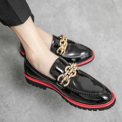 saferido Men Casual Slip-On Leather Shoes Business Casual Patent Leather Glossy Shoes Man Streetwear Fashion Wedding Dress Luxury Shoes