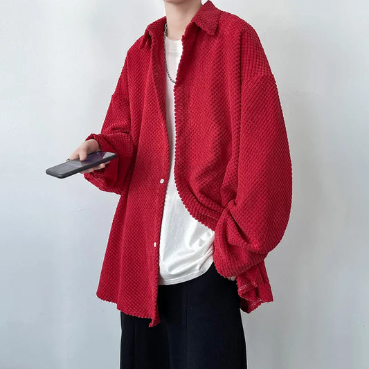 saferido Autumn Long Sleeved Shirt Men Oversized Fashion Casual Shirt Men Streetwear Loose Checkered Shirt Mens Vintage Shirts M-3XL
