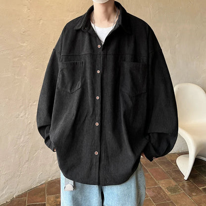 saferido Fashion Lapel Button All-match Solid Shirts Coats Men's Clothing 2024 Spring New Loose Casual Long Sleeve Tops Korean Shirt