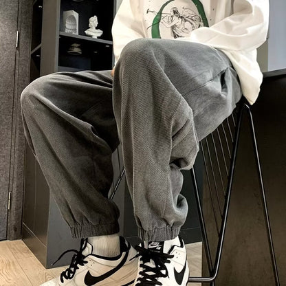 New Cotton Cargo Pants Loose Harem Pants Casual Ankle Length Casual Multi Pocket Baggy Pants Male Oversized Fashion Trousers