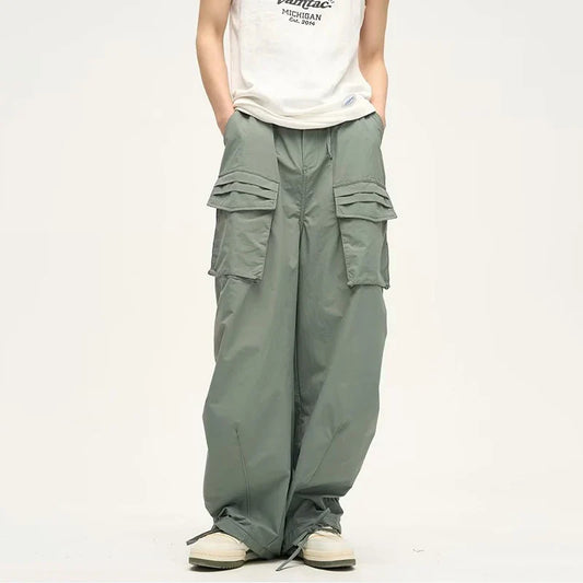 saferido Parachute Cargo Pants Men Oversize Cargo Trousers Male Y2K Sweatpants Men High Waist Japanese Streetwear Hip Hop