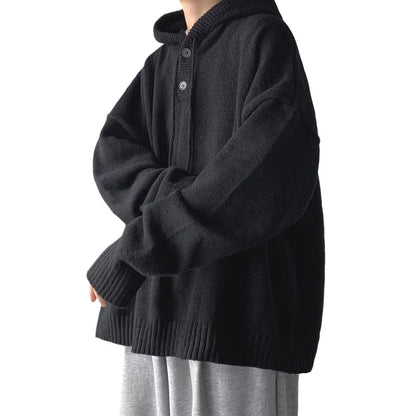 saferido Men Pullover Hoodie Korean Style Classic Solid Color Casual Hoodies Oversized Loose Hooded Knitwear Mens Knitted Pullovers