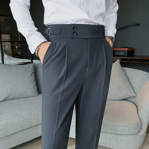 saferido Men Spring  Suit Pants Fashion Casual Slim Fit Business Suit Trousers Men's Wedding Party Work Pants Classic Large Size 36